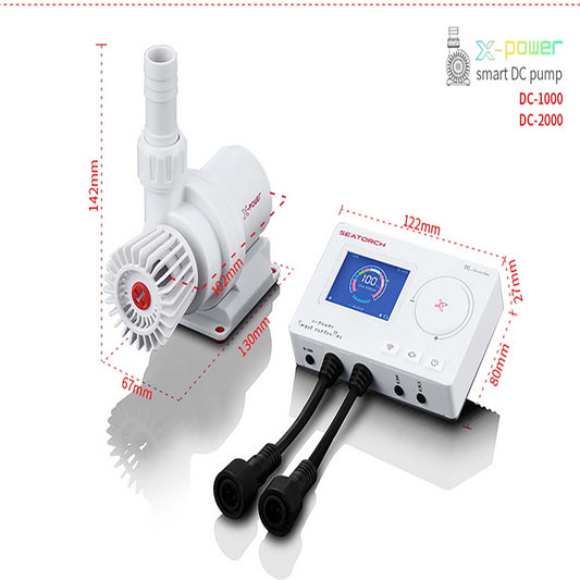 Seatotrch Aquarium X Power Series Intelligent Variable Frequency/Seawater Desalination Amphibious Pump - Smart LCD Display, Aluminum Alloy Heat Sink, Marine Ecosystem-Friendly