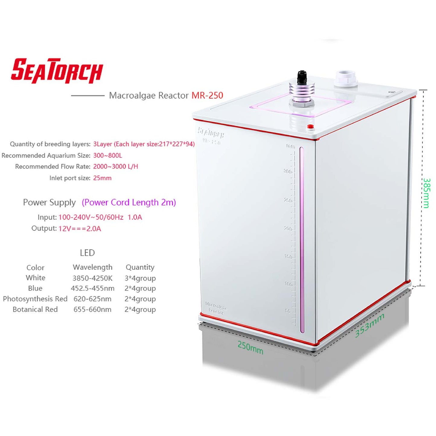 Seatorch Aquarium MR Series Algae Cultivation Tanks Are Quiet, Efficient And Provide Uniform Lighting MR-180 MR-250