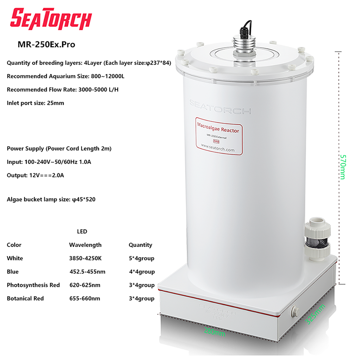Seatorch Aquarium MR Series External Algae Cultivation Chamber Enhance Biodiversity MR-180Ex MR-250Ex
