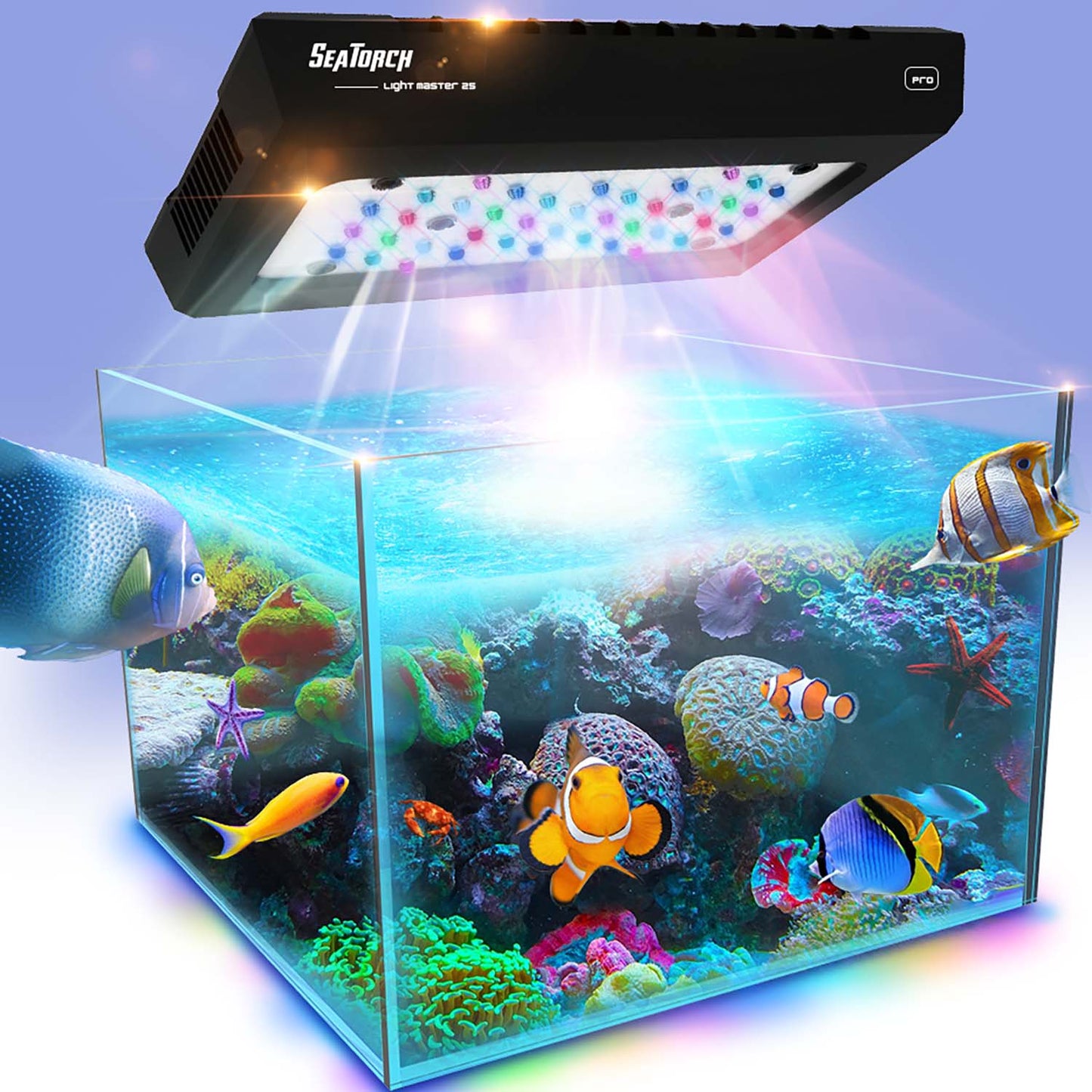 Seatotrch Aquarium LM Series Intelligent Sea Water Lamp – Smart Temp Management + Easy Remote Control + Full-Spectrum Light for LPS/SPS Coral Growth