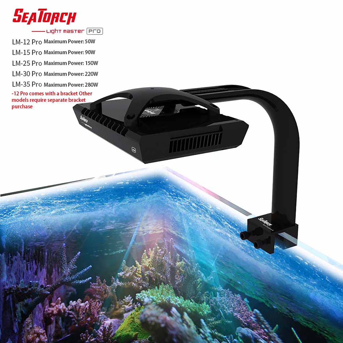 Seatotrch Aquarium LM Series Intelligent Sea Water Lamp – Smart Temp Management + Easy Remote Control + Full-Spectrum Light for LPS/SPS Coral Growth