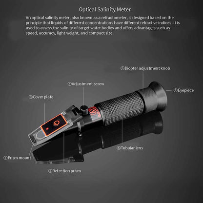 Seatotrch Aquarium SR-100 Optical Salinity Meter - High-Precision Detection, Fast Reading, Suitable for Marine Aquariums/Aquaculture