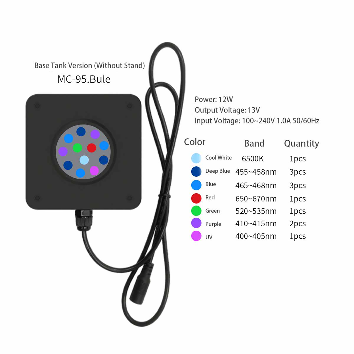 Seatotrch Aquarium MC-95 Series Algae Tank Light,Turbo Cooling Fan,Efficient and Stable