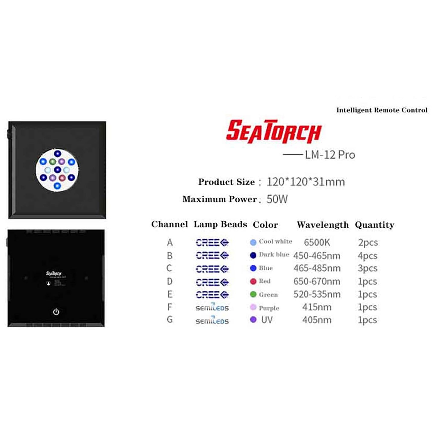 Seatotrch Aquarium LM Series Intelligent Sea Water Lamp – Smart Temp Management + Easy Remote Control + Full-Spectrum Light for LPS/SPS Coral Growth