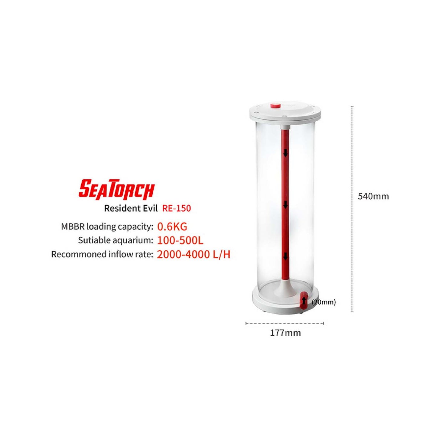 Seatorch Aquarium RE Series Built-in Bioreactor - Supports Series & Parallel Connection, Fits Various Fish Tank Sizes, Effective Bacteria Cultivationd effectively cultivates bacteria
