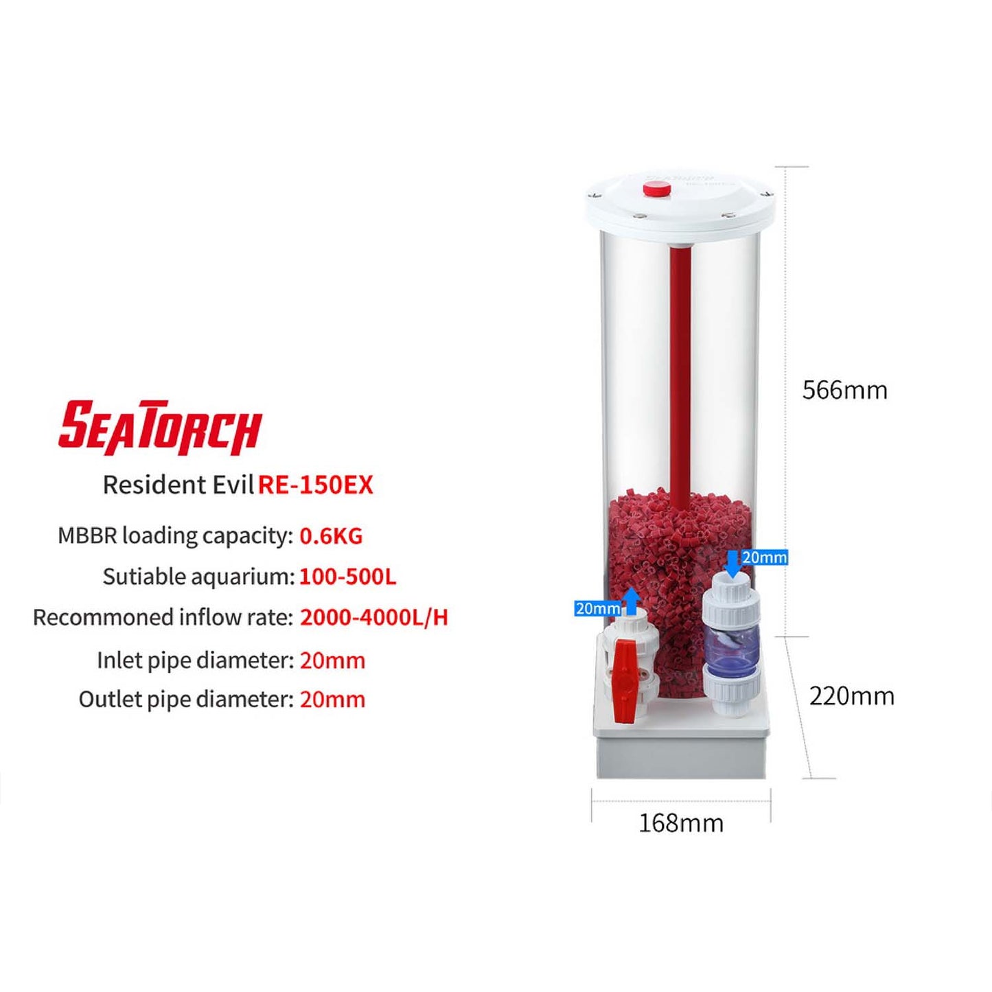 Seatotrch Aquarium RE Series External Bioreactors Series/Parallel Connection Supported, Suitable for All Sizes of Fish Tanks, Effective Bacteria Cultivation