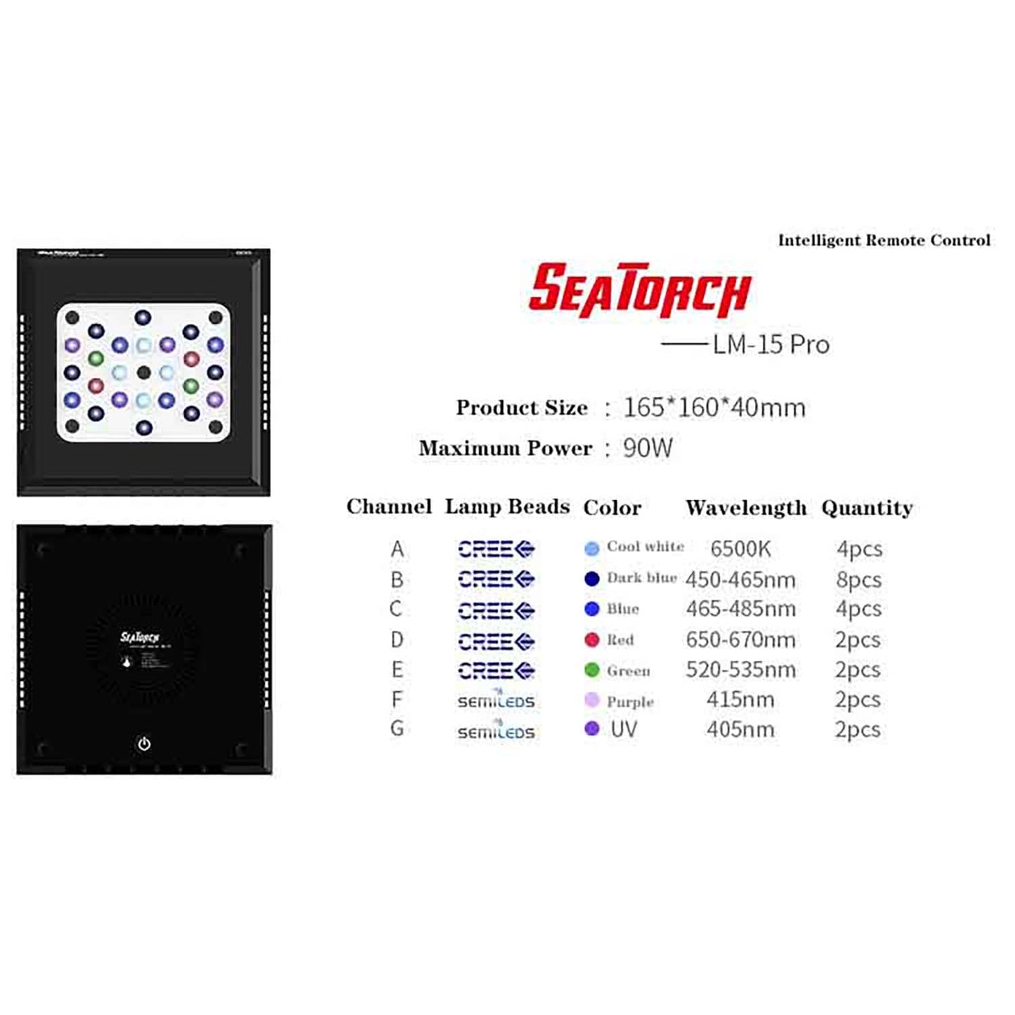 Seatotrch Aquarium LM Series Intelligent Sea Water Lamp – Smart Temp Management + Easy Remote Control + Full-Spectrum Light for LPS/SPS Coral Growth