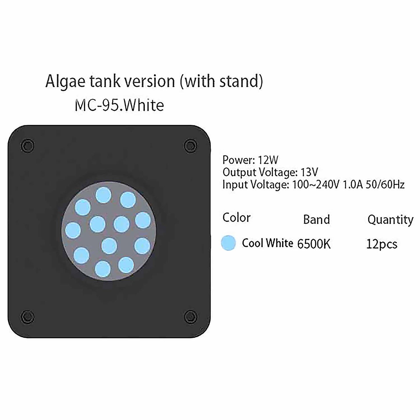 Seatotrch Aquarium MC-95 Series Algae Tank Light,Turbo Cooling Fan,Efficient and Stable