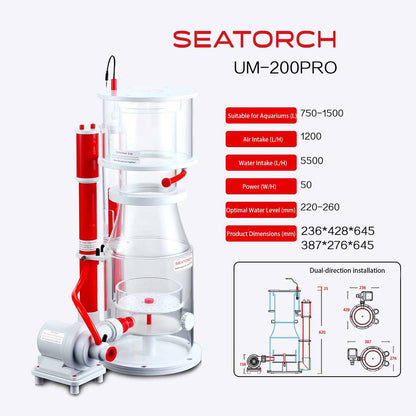 Seatorch Ultra-Marine Smart Protein Skimmer UM Series - Inverter Needle Pump, Quiet Operation, Physical Anti-Surge, Ideal for Marine Tanks