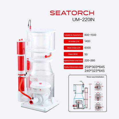 Seatorch Ultra-Marine Smart Protein Skimmer UM Series - Inverter Needle Pump, Quiet Operation, Physical Anti-Surge, Ideal for Marine Tanks