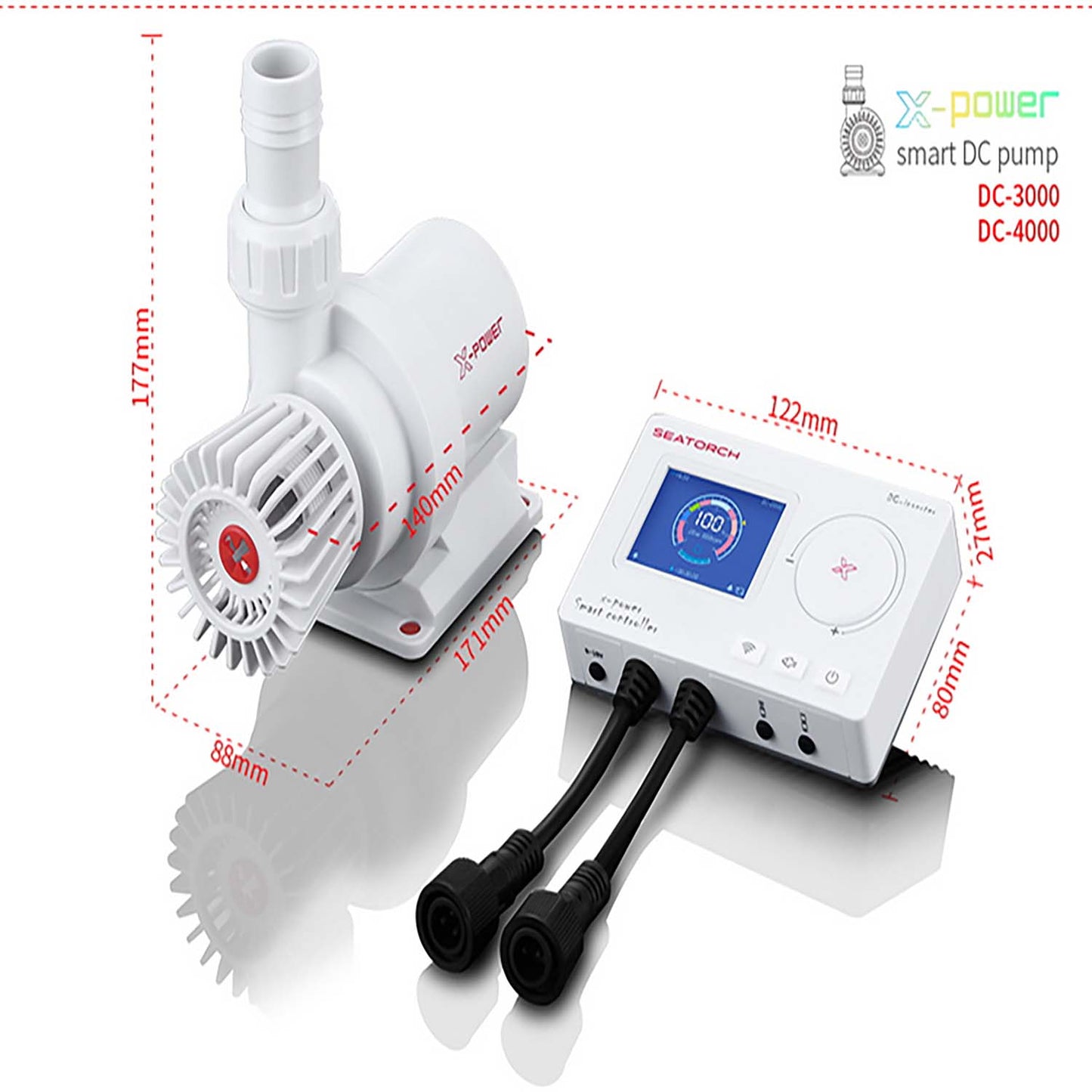 Seatotrch Aquarium X Power Series Intelligent Variable Frequency/Seawater Desalination Amphibious Pump - Smart LCD Display, Aluminum Alloy Heat Sink, Marine Ecosystem-Friendly