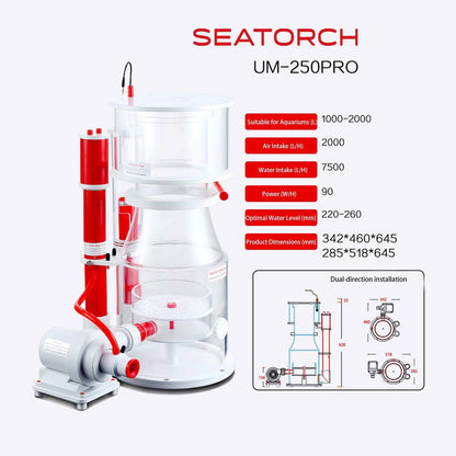 Seatorch Ultra-Marine Smart Protein Skimmer UM Series - Inverter Needle Pump, Quiet Operation, Physical Anti-Surge, Ideal for Marine Tanks