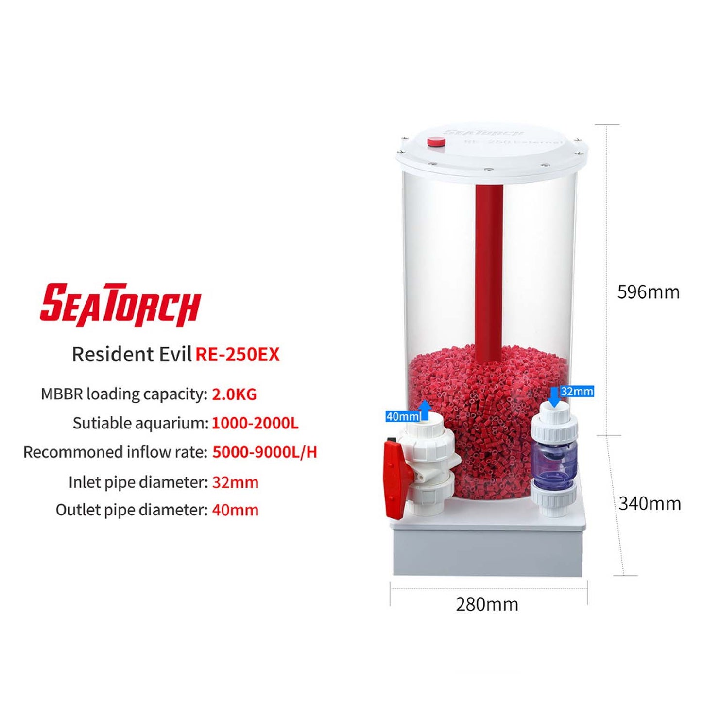 Seatotrch Aquarium RE Series External Bioreactors Series/Parallel Connection Supported, Suitable for All Sizes of Fish Tanks, Effective Bacteria Cultivation