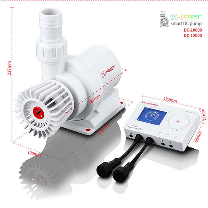 Seatotrch Aquarium X Power Series Intelligent Variable Frequency/Seawater Desalination Amphibious Pump - Smart LCD Display, Aluminum Alloy Heat Sink, Marine Ecosystem-Friendly