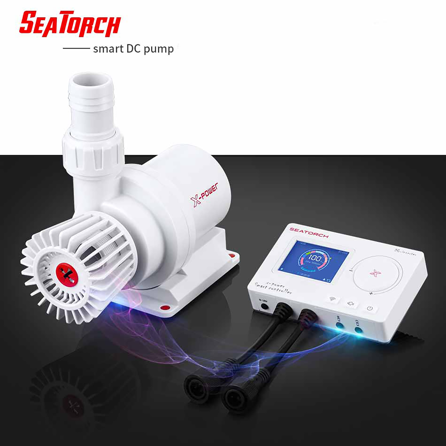 Seatotrch Aquarium X Power Series Intelligent Variable Frequency/Seawater Desalination Amphibious Pump - Smart LCD Display, Aluminum Alloy Heat Sink, Marine Ecosystem-Friendly